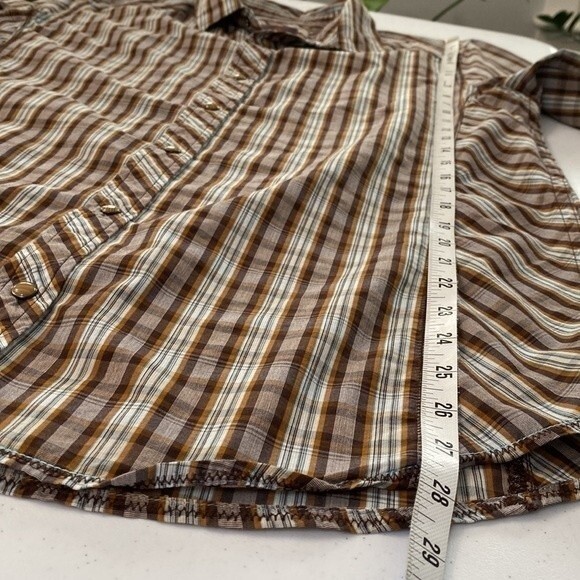 Prana Pearl Snap Plaid Checkered Short Sleeve Button Down Shirt Organic Cotton - Picture 11 of 15